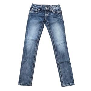 Miss Me Blue Denim Signature Skinny Cross Bling Jegging Jeans | Size 26